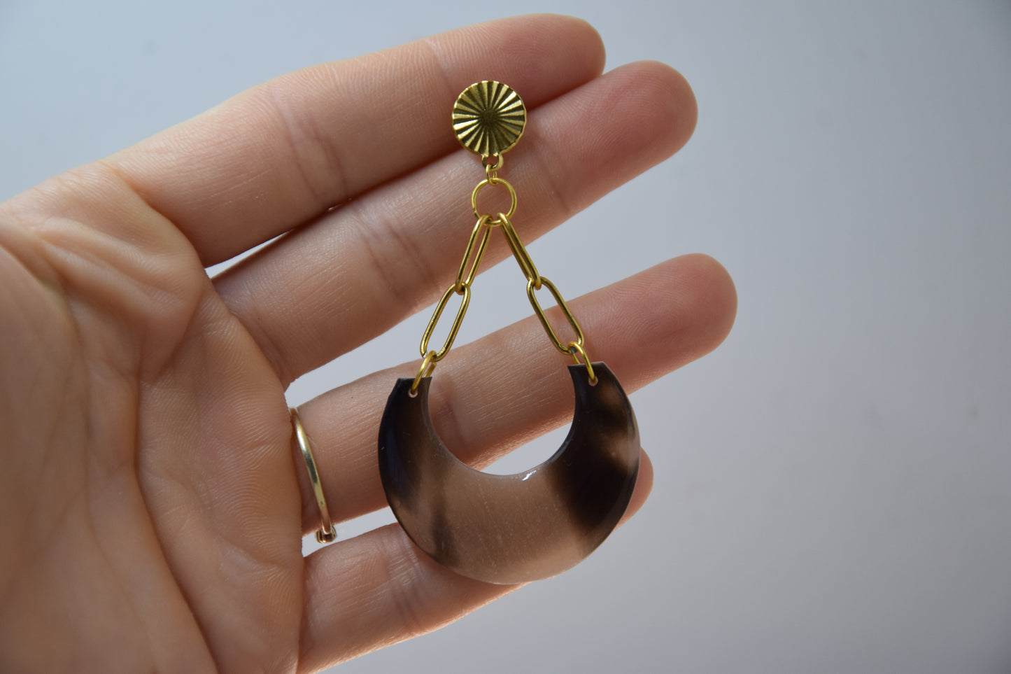 Boucles d'Oreilles Luna Écailles de Tortue